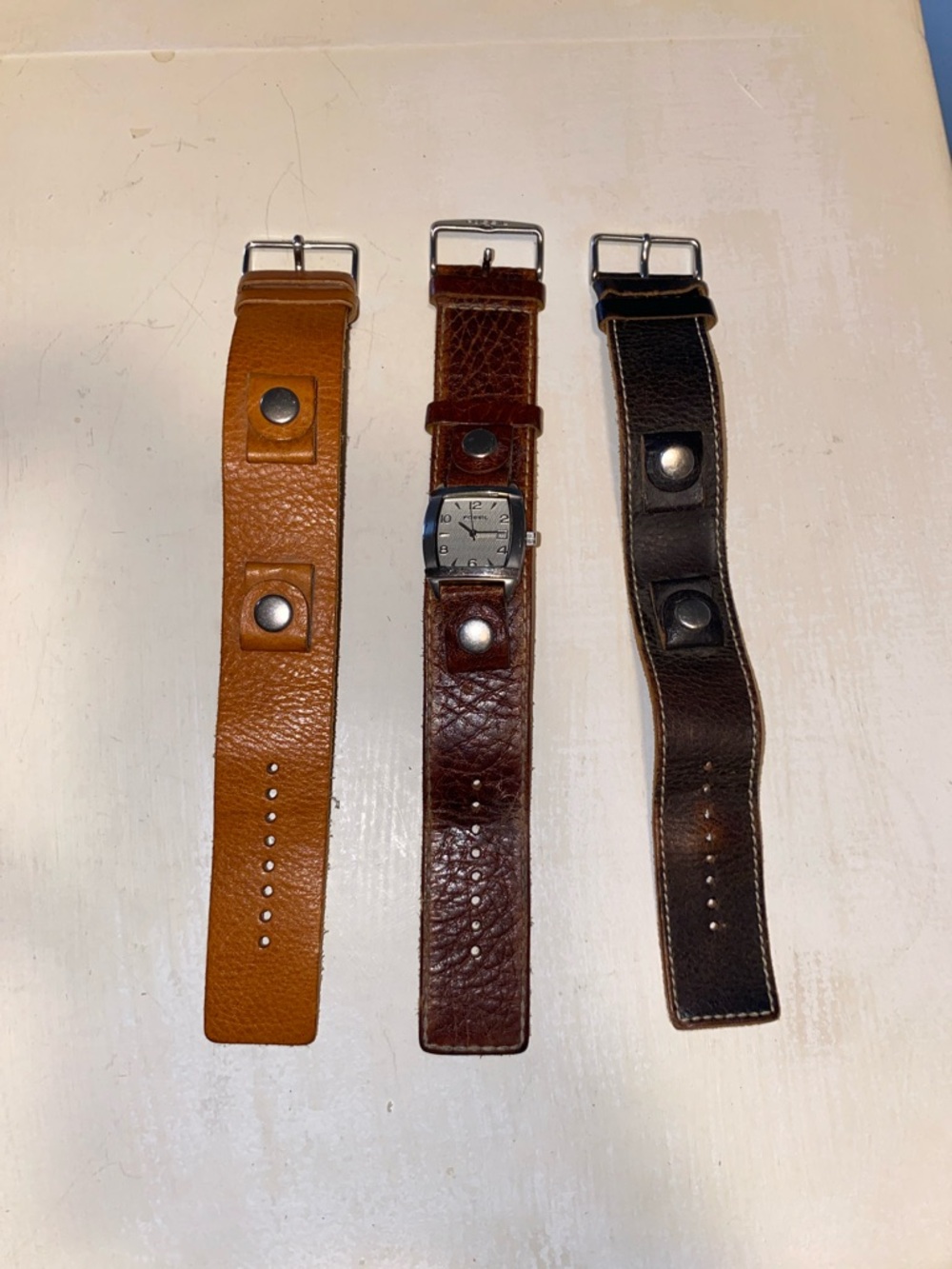 Fossil Triple Leather Watch Strap Set in Tan, Brown and Dark Brown